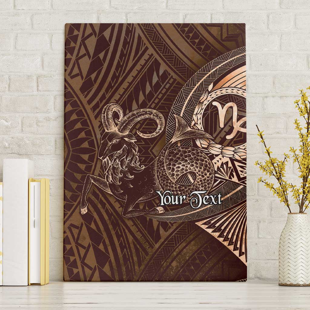 Personalised Polynesia Zodiac Capricorn Canvas Wall Art Galaxy Polynesian Pattern Chest Tattoo Style LT14 Without Frame Brown - Polynesian Pride