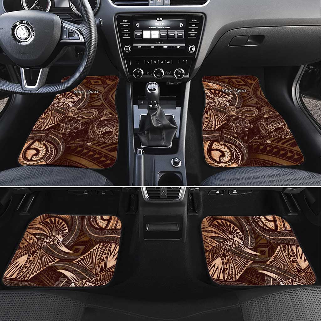 Personalised Polynesia Zodiac Capricorn Car Mats Galaxy Polynesian Pattern Chest Tattoo Style LT14 Set 4pcs Brown - Polynesian Pride