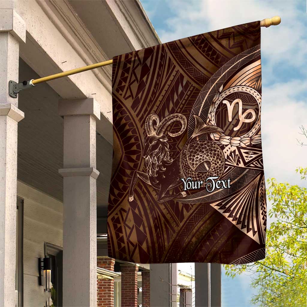 Personalised Polynesia Zodiac Capricorn Garden Flag Galaxy Polynesian Pattern Chest Tattoo Style LT14 House Flag Brown - Polynesian Pride