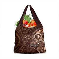 Personalised Polynesia Zodiac Capricorn Grocery Bag Galaxy Polynesian Pattern Chest Tattoo Style LT14 1-pack One Size Brown - Polynesian Pride