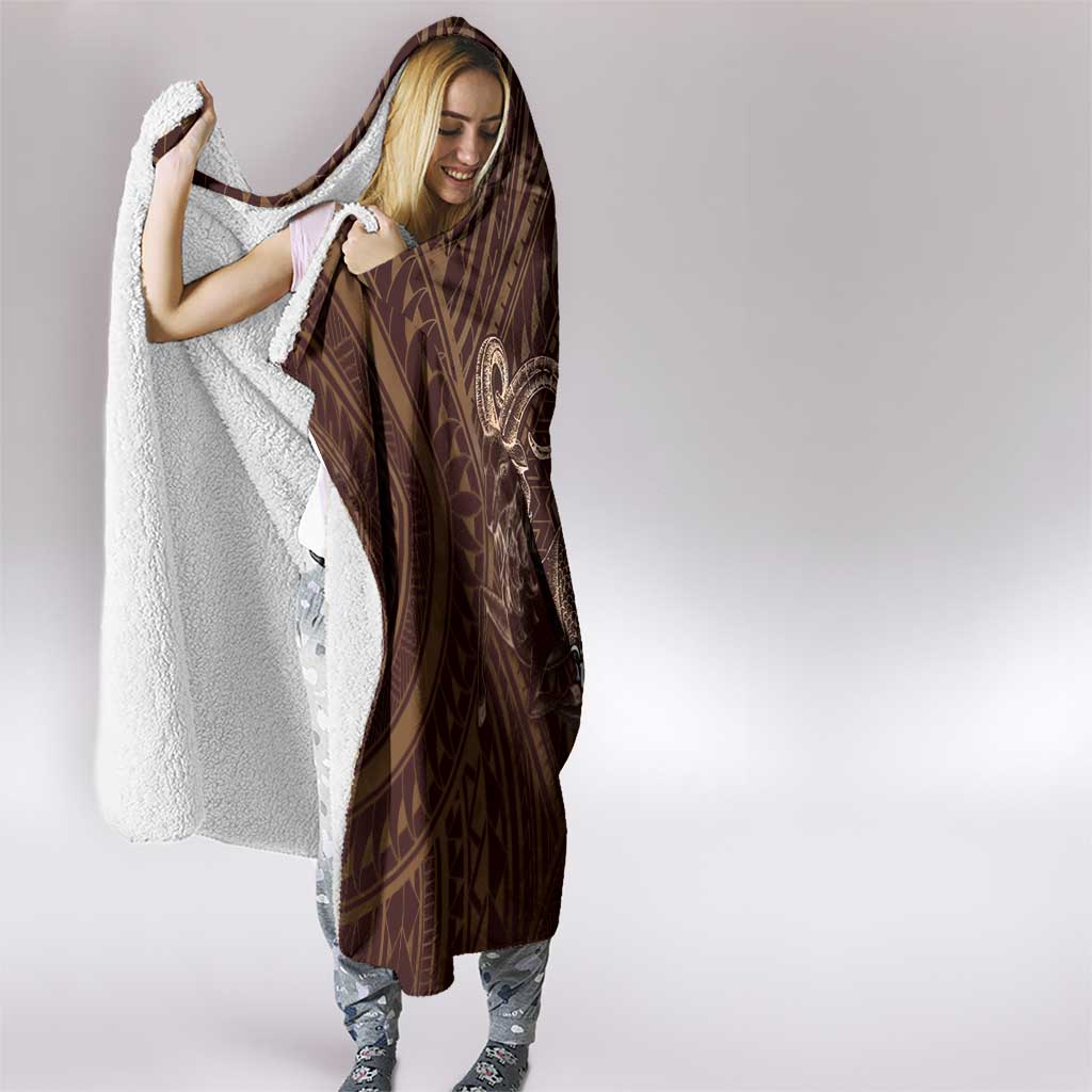 Personalised Polynesia Zodiac Capricorn Hooded Blanket Galaxy Polynesian Pattern Chest Tattoo Style LT14 - Polynesian Pride