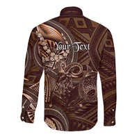 Personalised Polynesia Zodiac Capricorn Long Sleeve Button Shirt Galaxy Polynesian Pattern Chest Tattoo Style LT14 - Polynesian Pride