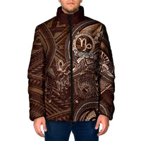 Personalised Polynesia Zodiac Capricorn Padded Jacket Galaxy Polynesian Pattern Chest Tattoo Style LT14 Men Brown - Polynesian Pride