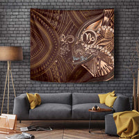 Personalised Polynesia Zodiac Capricorn Tapestry Galaxy Polynesian Pattern Chest Tattoo Style LT14 Brown - Polynesian Pride