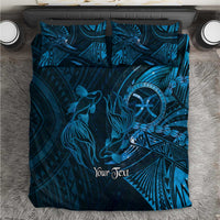 Personalised Polynesia Zodiac Pisces Bedding Set Galaxy Polynesian Pattern Chest Tattoo Style LT14 Blue - Polynesian Pride