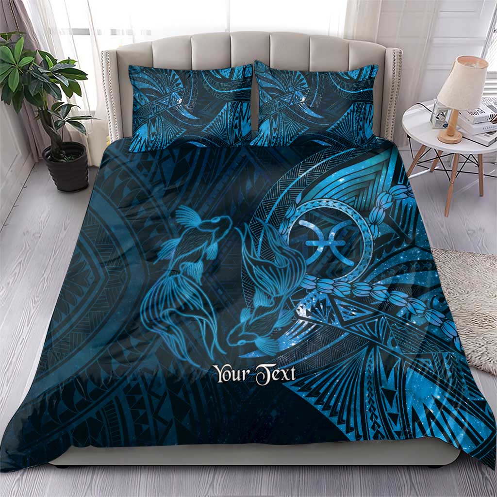 Personalised Polynesia Zodiac Pisces Bedding Set Galaxy Polynesian Pattern Chest Tattoo Style LT14 - Polynesian Pride