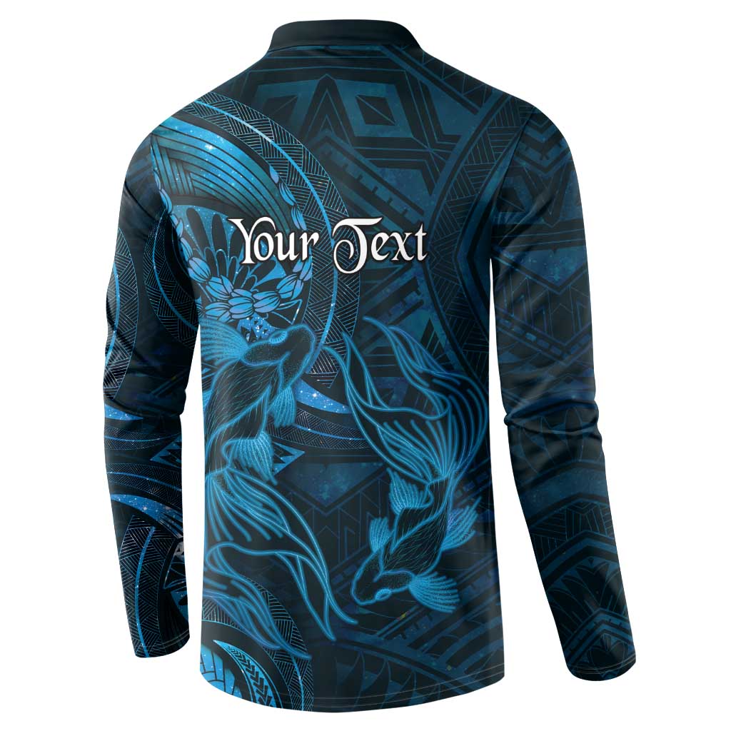 Personalised Polynesia Zodiac Pisces Button Sweatshirt Galaxy Polynesian Pattern Chest Tattoo Style LT14 - Polynesian Pride