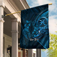 Personalised Polynesia Zodiac Pisces Garden Flag Galaxy Polynesian Pattern Chest Tattoo Style LT14 House Flag Blue - Polynesian Pride