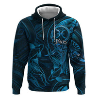 Personalised Polynesia Zodiac Pisces Hoodie Galaxy Polynesian Pattern Chest Tattoo Style LT14 Pullover Hoodie Blue - Polynesian Pride