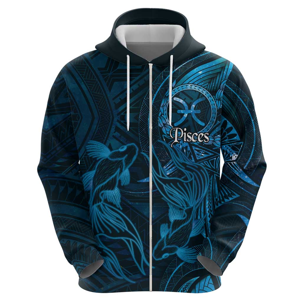 Personalised Polynesia Zodiac Pisces Hoodie Galaxy Polynesian Pattern Chest Tattoo Style LT14 - Polynesian Pride