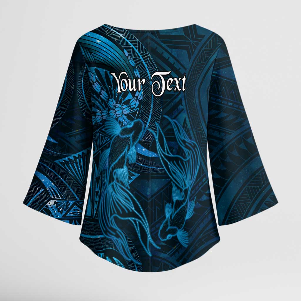 Personalised Polynesia Zodiac Pisces Kimono Sleeve Blouse Galaxy Polynesian Pattern Chest Tattoo Style LT14 - Polynesian Pride