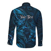 Personalised Polynesia Zodiac Pisces Long Sleeve Button Shirt Galaxy Polynesian Pattern Chest Tattoo Style LT14 - Polynesian Pride