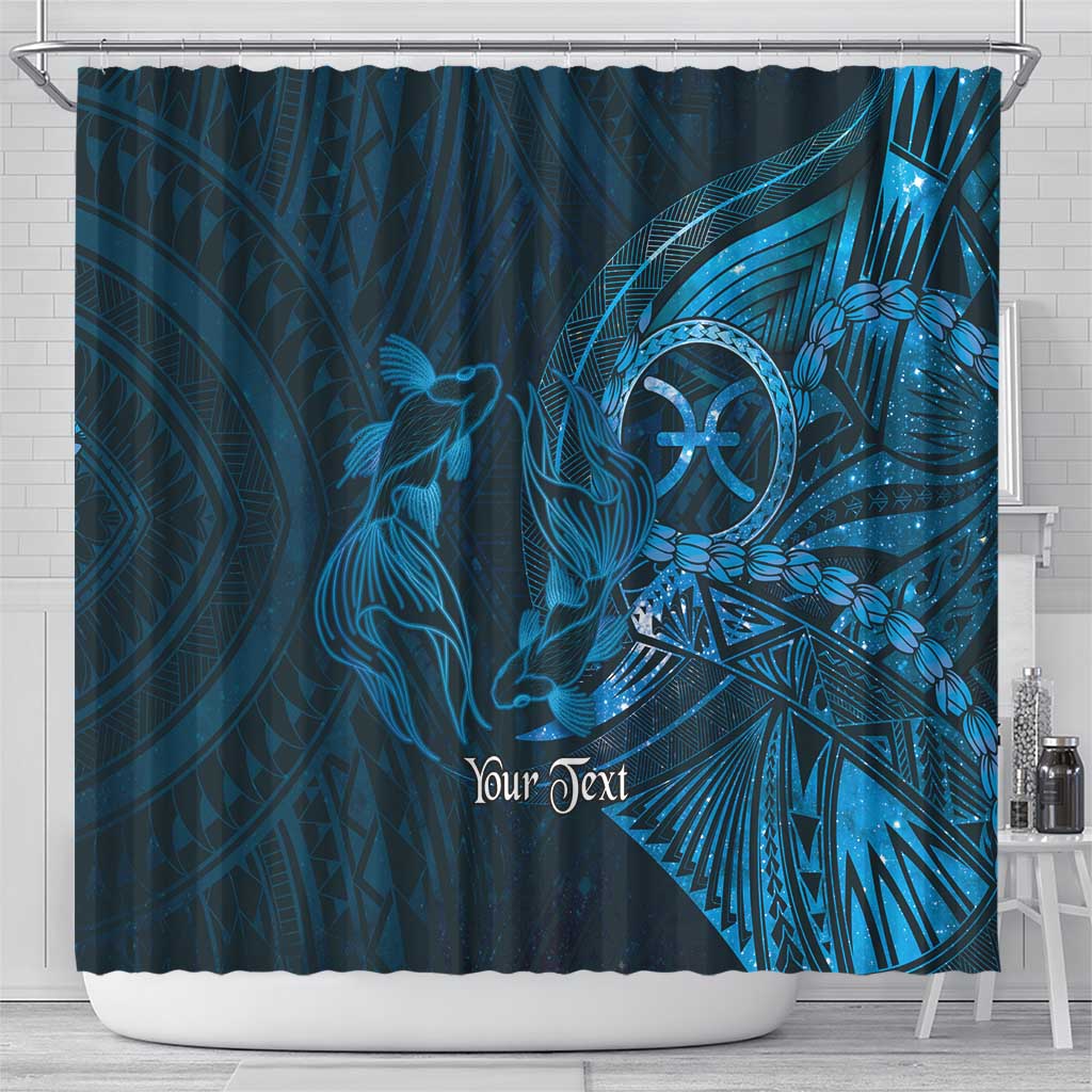 Personalised Polynesia Zodiac Pisces Shower Curtain Galaxy Polynesian Pattern Chest Tattoo Style LT14 - Polynesian Pride