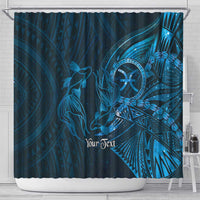 Personalised Polynesia Zodiac Pisces Shower Curtain Galaxy Polynesian Pattern Chest Tattoo Style LT14 - Polynesian Pride
