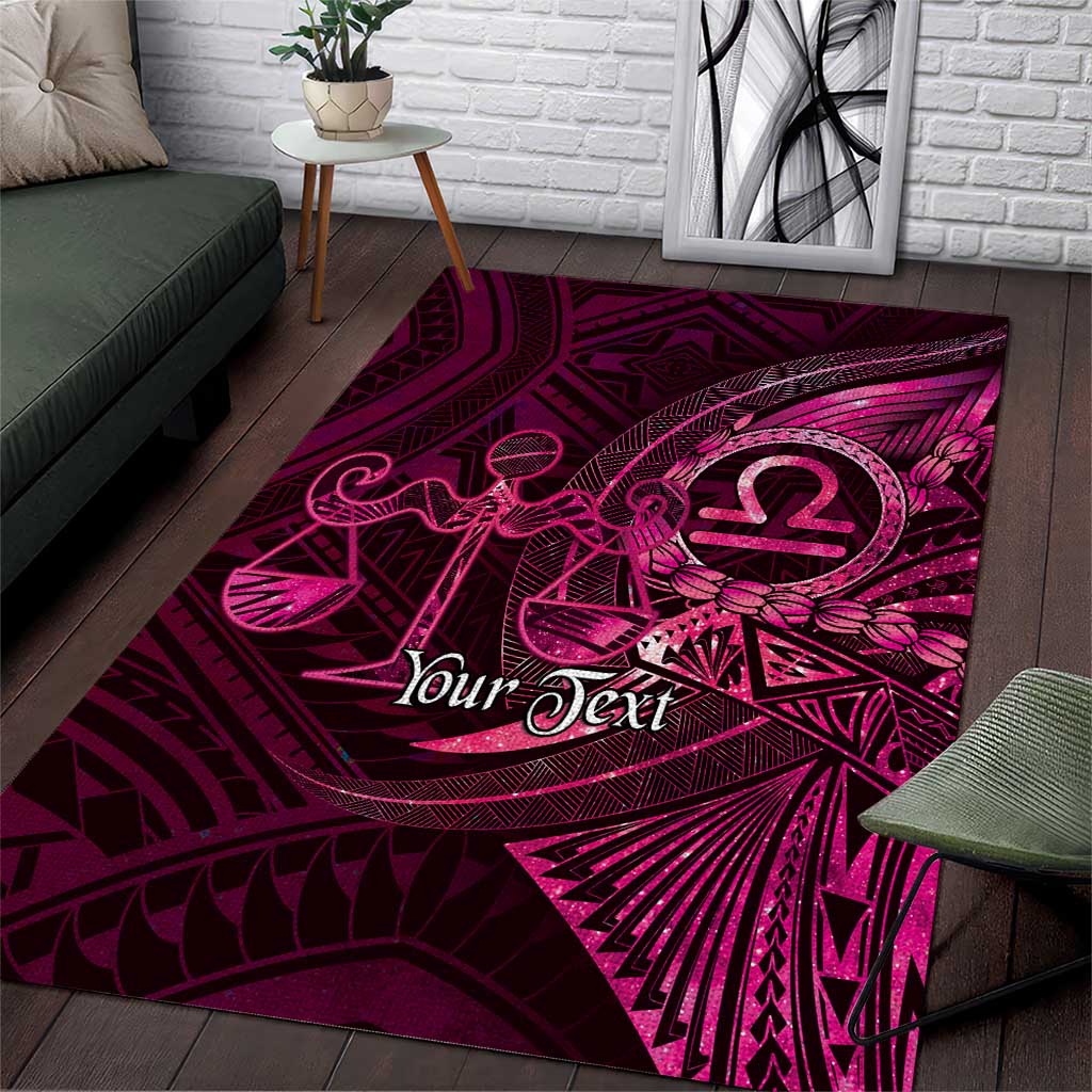 Personalised Polynesia Zodiac Libra Area Rug Galaxy Polynesian Pattern Chest Tattoo Style LT14 Pink - Polynesian Pride