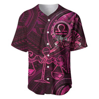 Personalised Polynesia Zodiac Libra Baseball Jersey Galaxy Polynesian Pattern Chest Tattoo Style LT14 Pink - Polynesian Pride