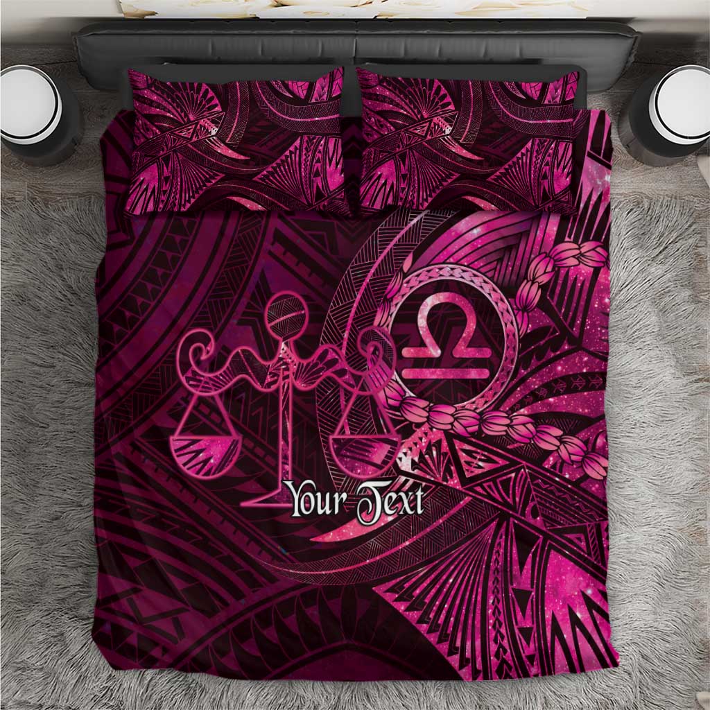 Personalised Polynesia Zodiac Libra Bedding Set Galaxy Polynesian Pattern Chest Tattoo Style LT14 Pink - Polynesian Pride