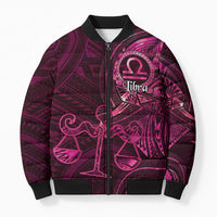 Personalised Polynesia Zodiac Libra Bomber Puffer Jacket Galaxy Polynesian Pattern Chest Tattoo Style LT14 Unisex Pink - Polynesian Pride