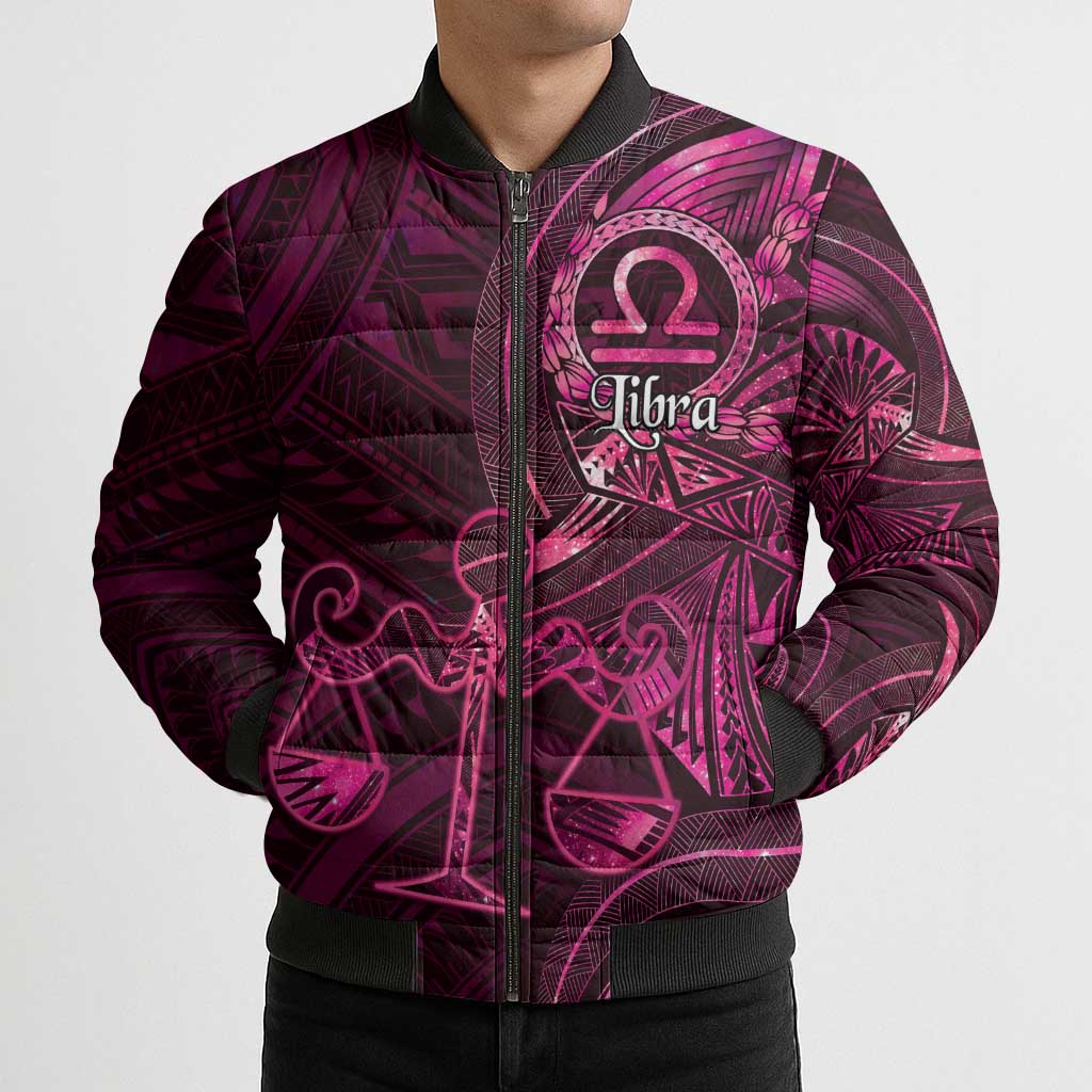 Personalised Polynesia Zodiac Libra Bomber Puffer Jacket Galaxy Polynesian Pattern Chest Tattoo Style LT14 - Polynesian Pride