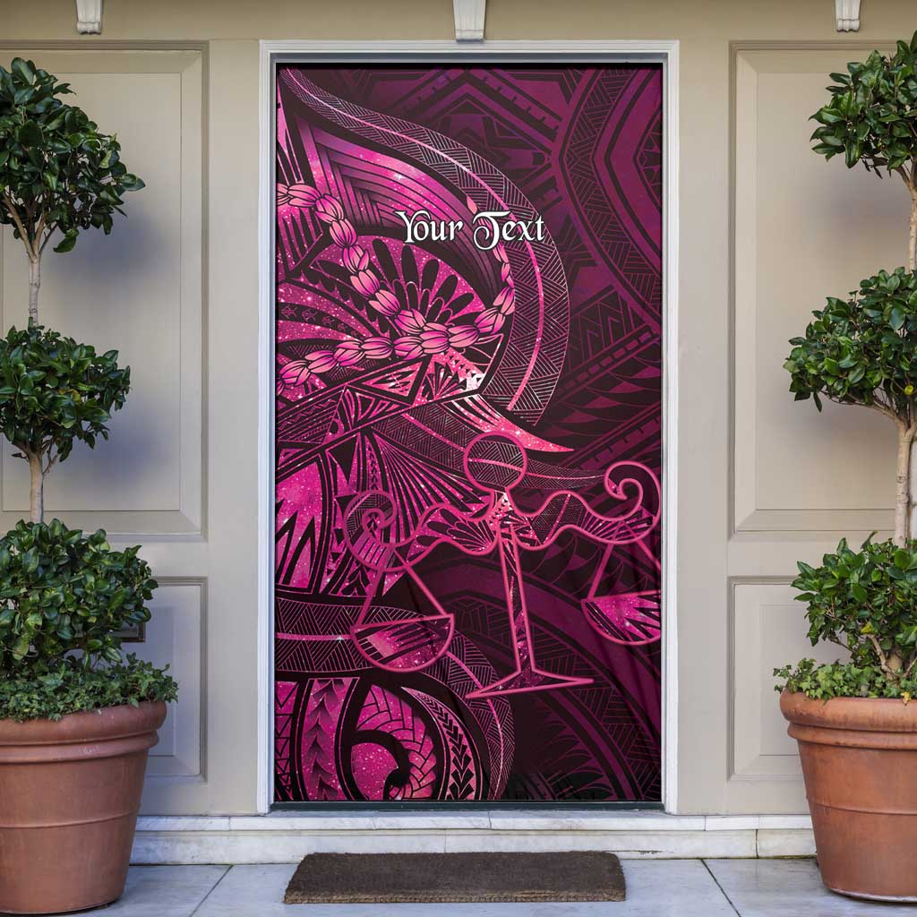 Personalised Polynesia Zodiac Libra Door Cover Galaxy Polynesian Pattern Chest Tattoo Style LT14 Pink - Polynesian Pride