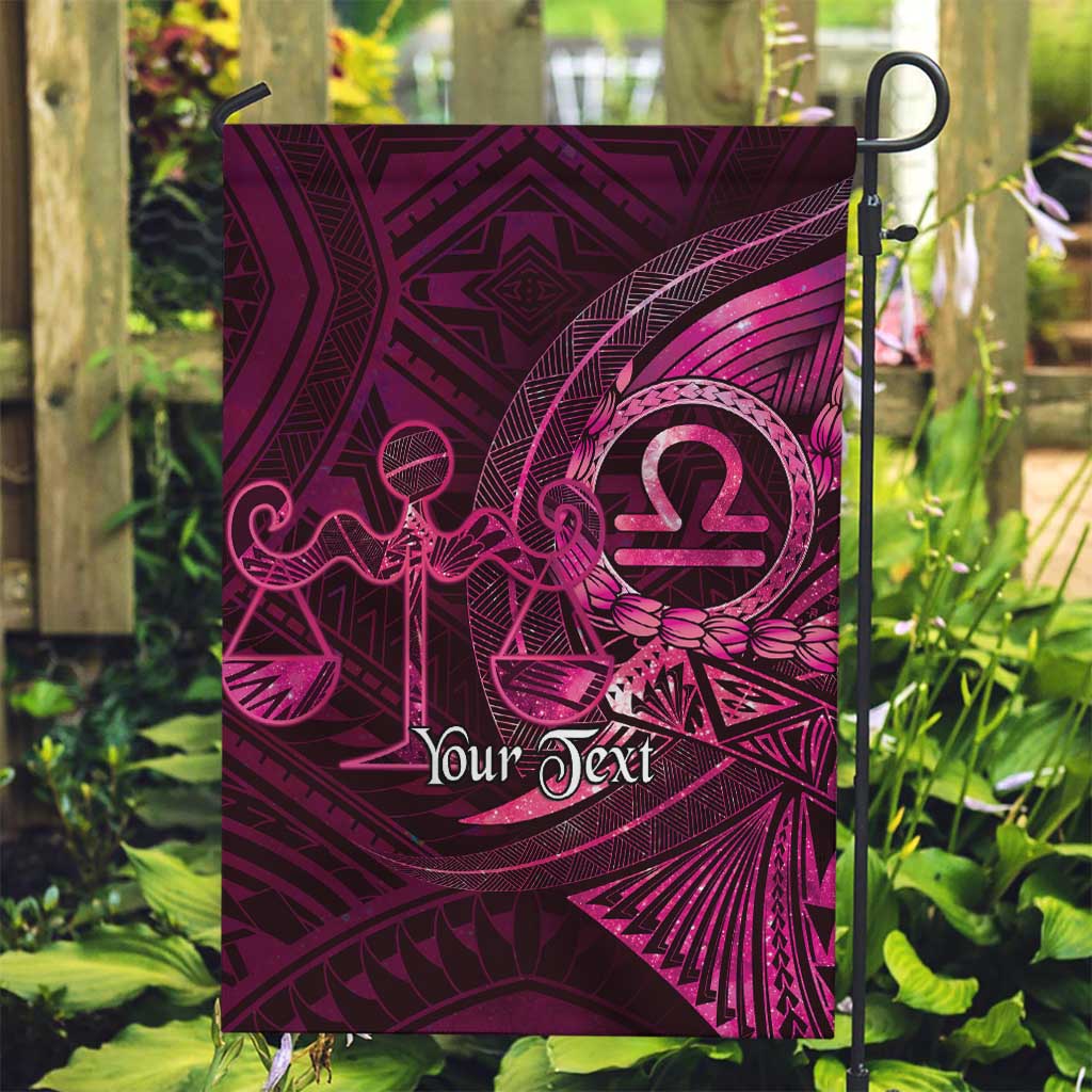 Personalised Polynesia Zodiac Libra Garden Flag Galaxy Polynesian Pattern Chest Tattoo Style LT14 Garden Flag Pink - Polynesian Pride
