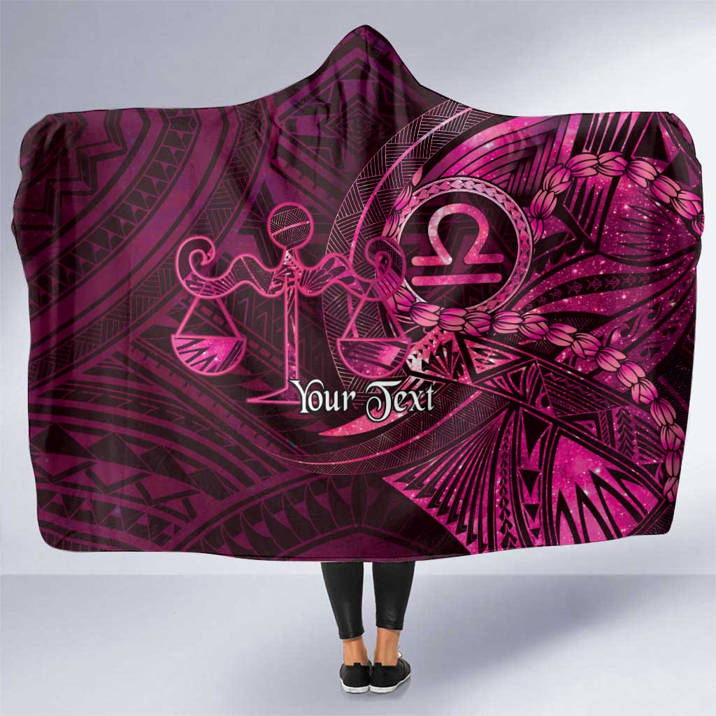 Personalised Polynesia Zodiac Libra Hooded Blanket Galaxy Polynesian Pattern Chest Tattoo Style LT14 One Size Pink - Polynesian Pride