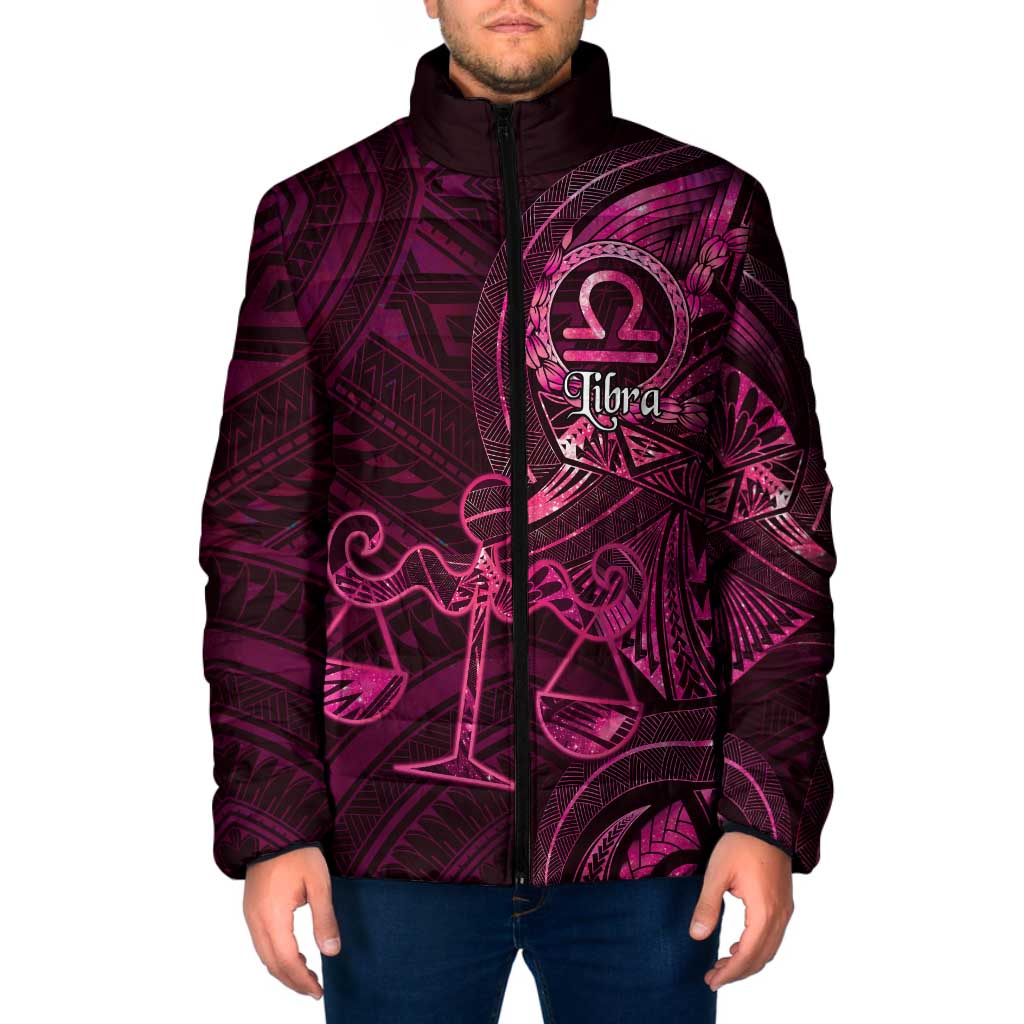 Personalised Polynesia Zodiac Libra Padded Jacket Galaxy Polynesian Pattern Chest Tattoo Style LT14 Men Pink - Polynesian Pride