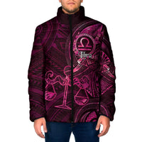 Personalised Polynesia Zodiac Libra Padded Jacket Galaxy Polynesian Pattern Chest Tattoo Style LT14 Men Pink - Polynesian Pride