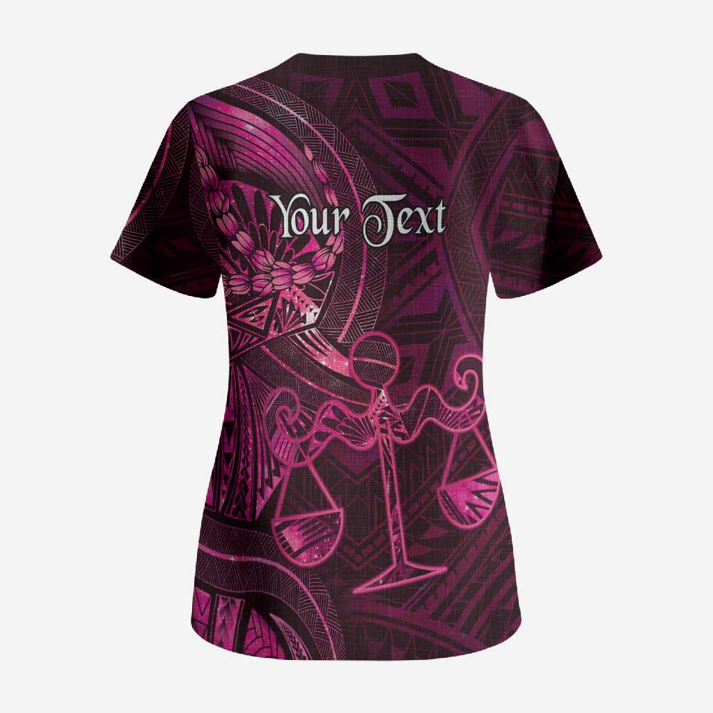 Personalised Polynesia Zodiac Libra Scrub Top Galaxy Polynesian Pattern Chest Tattoo Style LT14 - Polynesian Pride