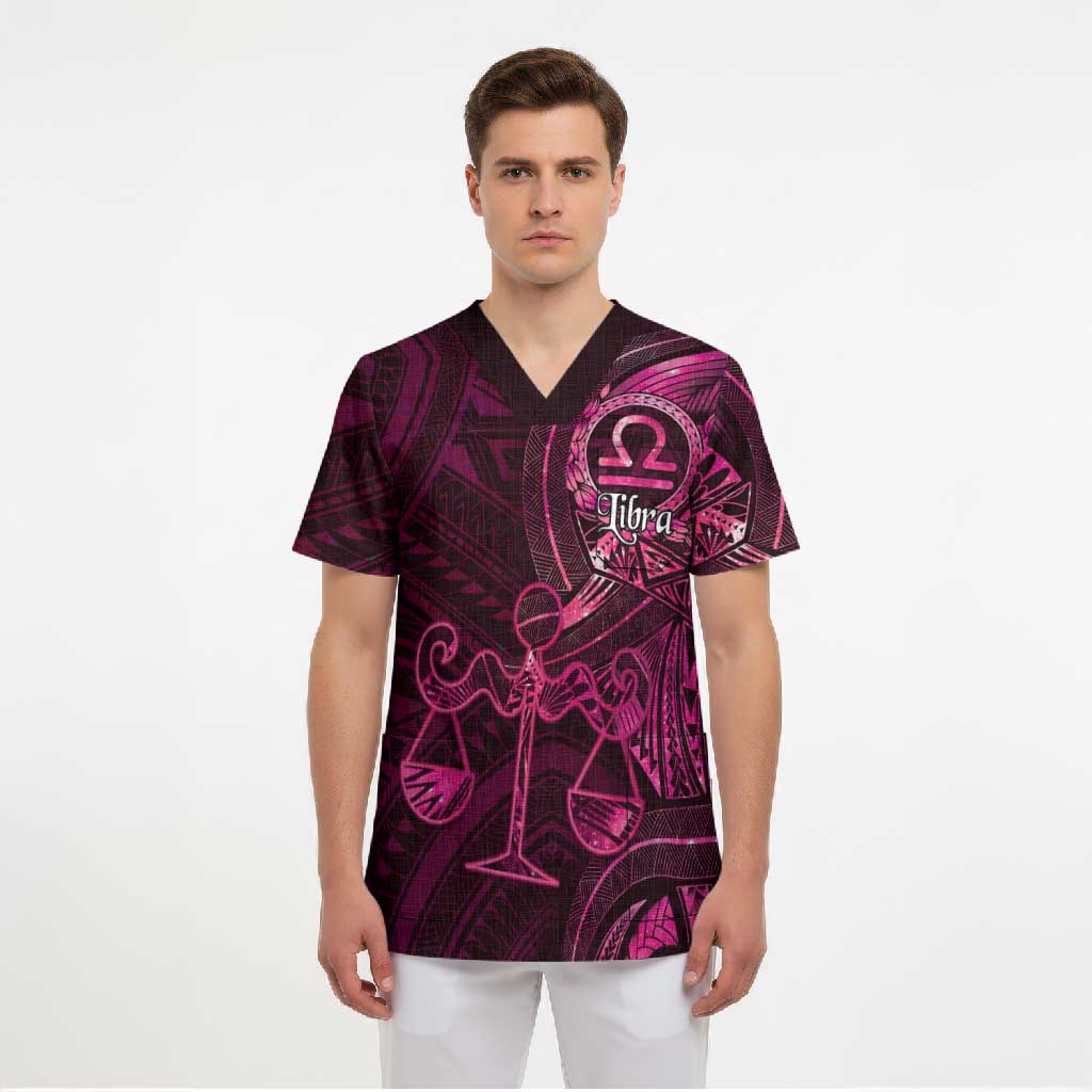 Personalised Polynesia Zodiac Libra Scrub Top Galaxy Polynesian Pattern Chest Tattoo Style LT14 - Polynesian Pride