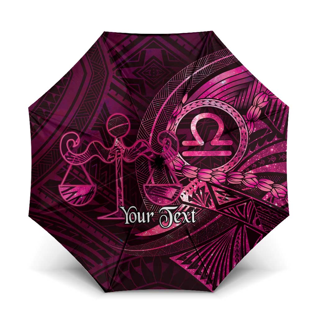 Personalised Polynesia Zodiac Libra Umbrella Galaxy Polynesian Pattern Chest Tattoo Style LT14 One Size Folded 11.42 inch Opened Diameter 37.4 inch Pink - Polynesian Pride