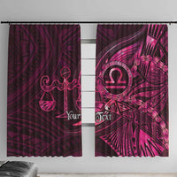 Personalised Polynesia Zodiac Libra Window Curtain Galaxy Polynesian Pattern Chest Tattoo Style LT14 With Hooks Pink - Polynesian Pride