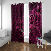 Personalised Polynesia Zodiac Libra Window Curtain Galaxy Polynesian Pattern Chest Tattoo Style LT14 With Grommets Pink - Polynesian Pride