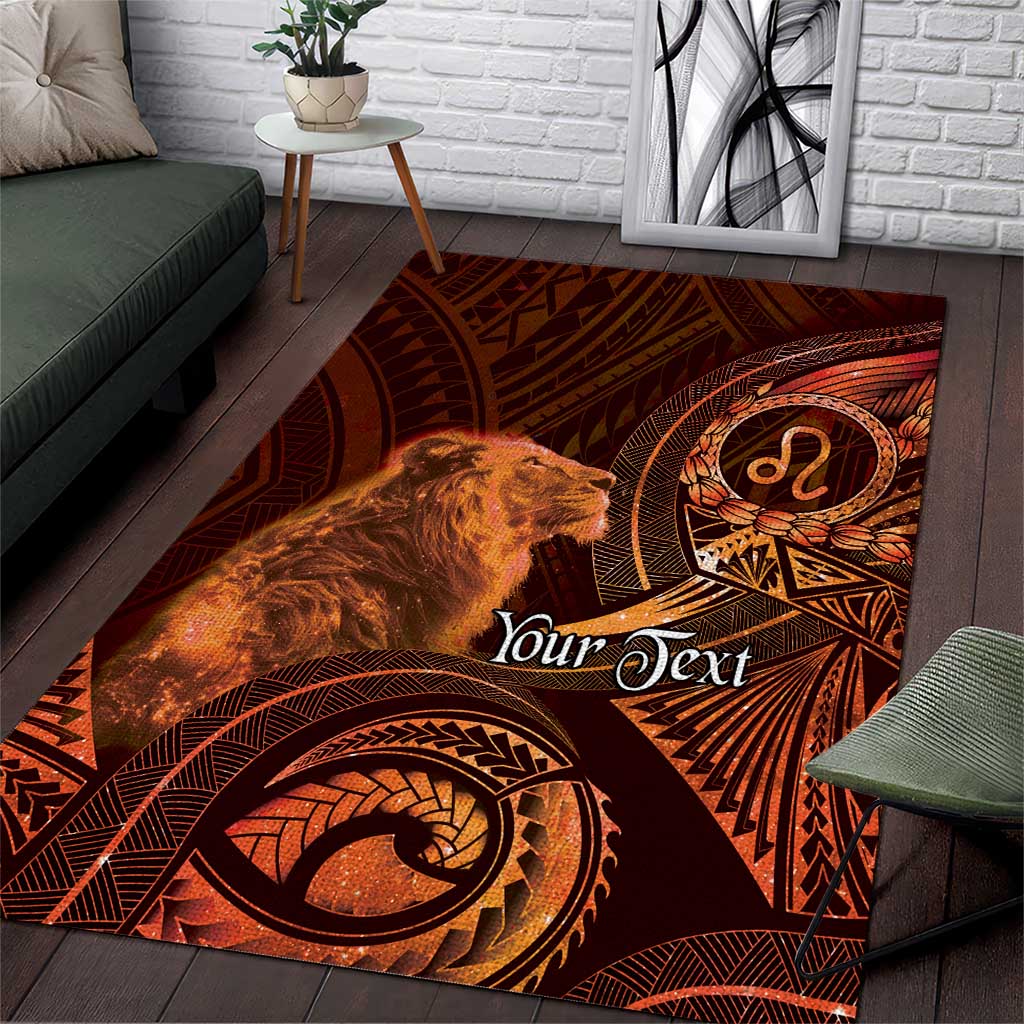 Personalised Polynesia Zodiac Leo Area Rug Galaxy Polynesian Pattern Chest Tattoo Style LT14 Orange - Polynesian Pride