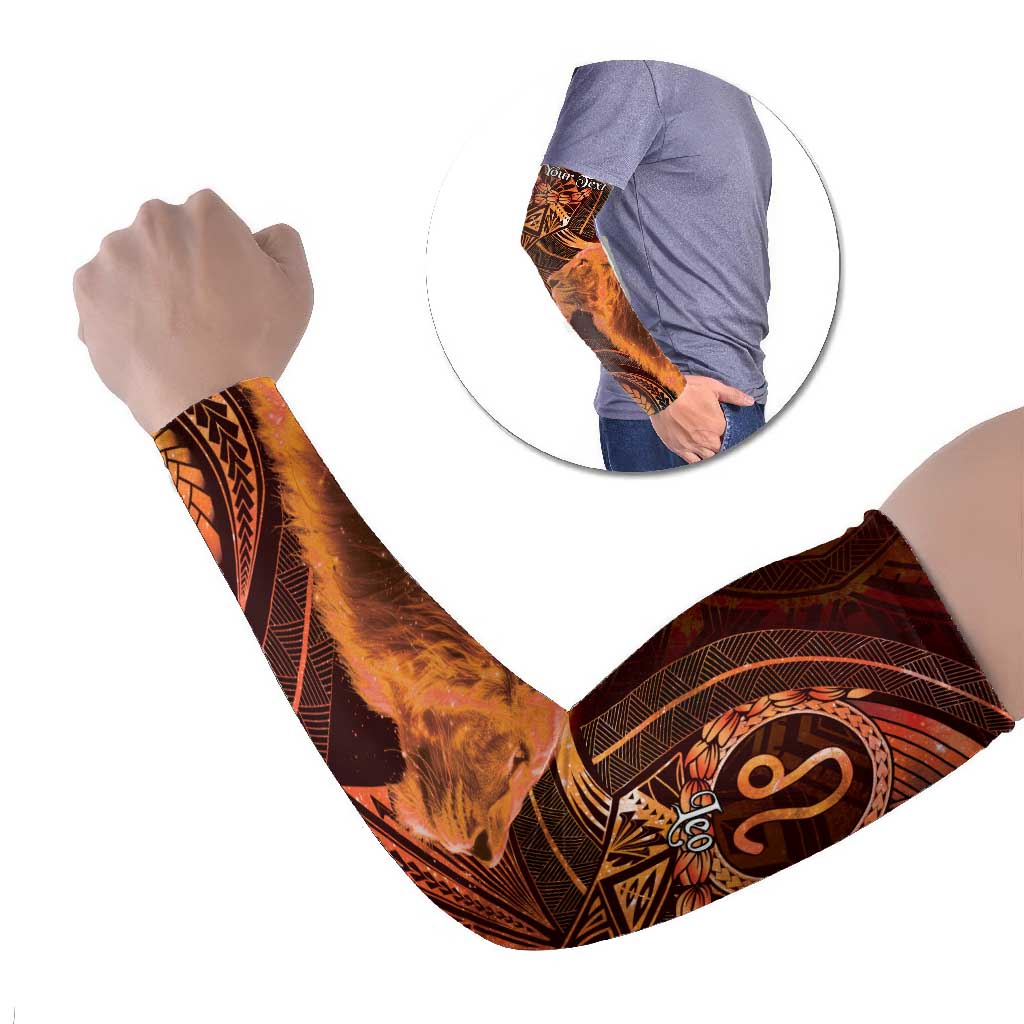 Personalised Polynesia Zodiac Leo Arm Sleeves Galaxy Polynesian Pattern Chest Tattoo Style LT14 Set of 2 Orange - Polynesian Pride