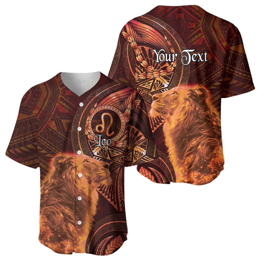 Personalised Polynesia Zodiac Leo Baseball Jersey Galaxy Polynesian Pattern Chest Tattoo Style LT14 - Polynesian Pride