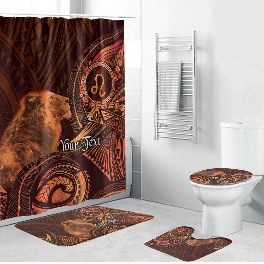 Personalised Polynesia Zodiac Leo Bathroom Set Galaxy Polynesian Pattern Chest Tattoo Style LT14 Bathroom Set (4 pcs) Orange - Polynesian Pride