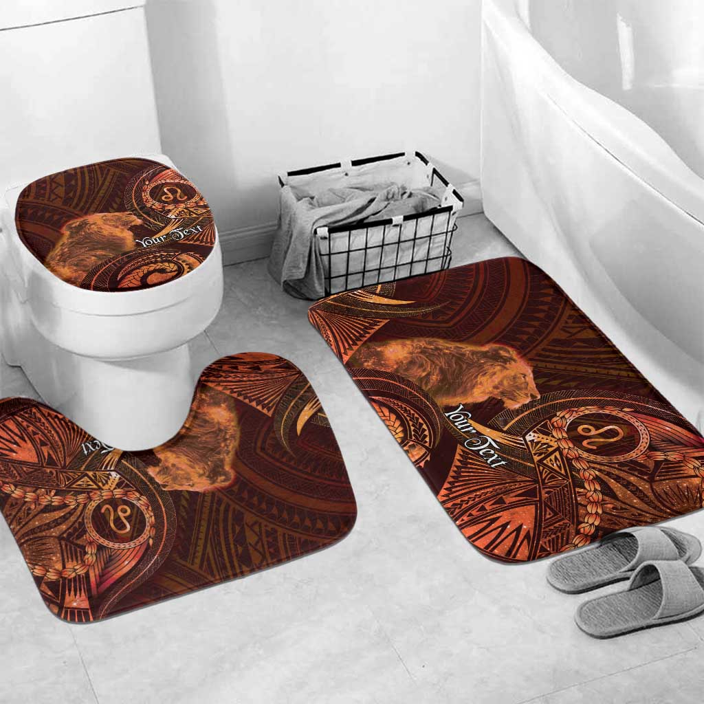Personalised Polynesia Zodiac Leo Bathroom Set Galaxy Polynesian Pattern Chest Tattoo Style LT14 Mat Set Only (3 pcs) One Size Orange - Polynesian Pride