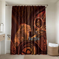 Personalised Polynesia Zodiac Leo Bathroom Set Galaxy Polynesian Pattern Chest Tattoo Style LT14 Shower Curtain Only Orange - Polynesian Pride