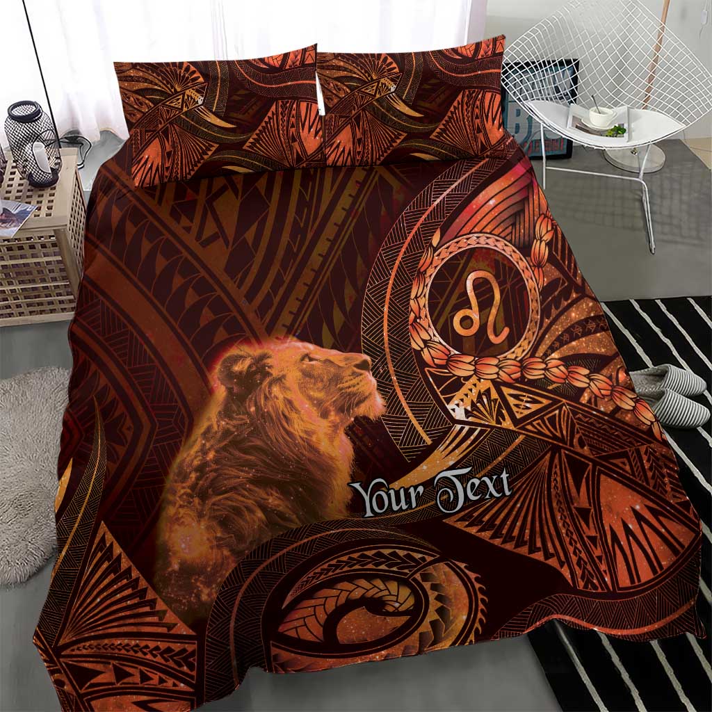 Personalised Polynesia Zodiac Leo Bedding Set Galaxy Polynesian Pattern Chest Tattoo Style LT14 - Polynesian Pride