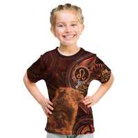 Personalised Polynesia Zodiac Leo Kid T Shirt Galaxy Polynesian Pattern Chest Tattoo Style LT14 Orange - Polynesian Pride