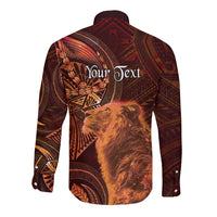Personalised Polynesia Zodiac Leo Long Sleeve Button Shirt Galaxy Polynesian Pattern Chest Tattoo Style LT14 - Polynesian Pride