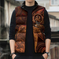 Personalised Polynesia Zodiac Leo Sleeveless Puffer Jacket Galaxy Polynesian Pattern Chest Tattoo Style LT14 - Polynesian Pride