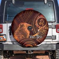 Personalised Polynesia Zodiac Leo Spare Tire Cover Galaxy Polynesian Pattern Chest Tattoo Style LT14 Orange - Polynesian Pride