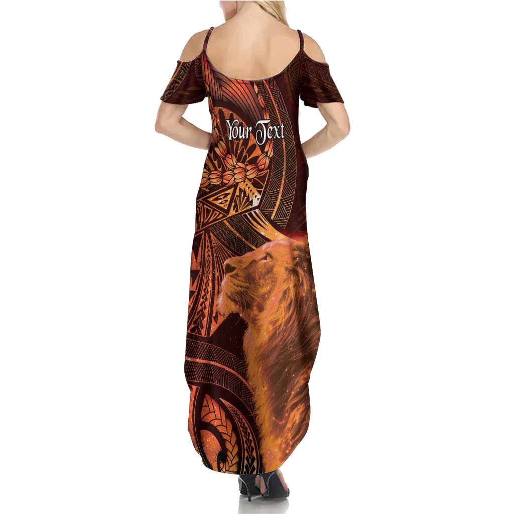 Personalised Polynesia Zodiac Leo Summer Maxi Dress Galaxy Polynesian Pattern Chest Tattoo Style LT14 - Polynesian Pride