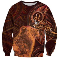Personalised Polynesia Zodiac Leo Sweatshirt Galaxy Polynesian Pattern Chest Tattoo Style LT14 Unisex Orange - Polynesian Pride