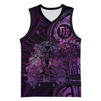 Personalised Polynesia Zodiac Virgo Basketball Jersey Galaxy Polynesian Pattern Chest Tattoo Style LT14 Unisex Purple - Polynesian Pride