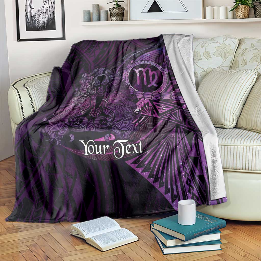 Personalised Polynesia Zodiac Virgo Blanket Galaxy Polynesian Pattern Chest Tattoo Style LT14 Purple - Polynesian Pride