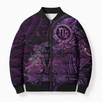 Personalised Polynesia Zodiac Virgo Bomber Puffer Jacket Galaxy Polynesian Pattern Chest Tattoo Style LT14 Unisex Purple - Polynesian Pride