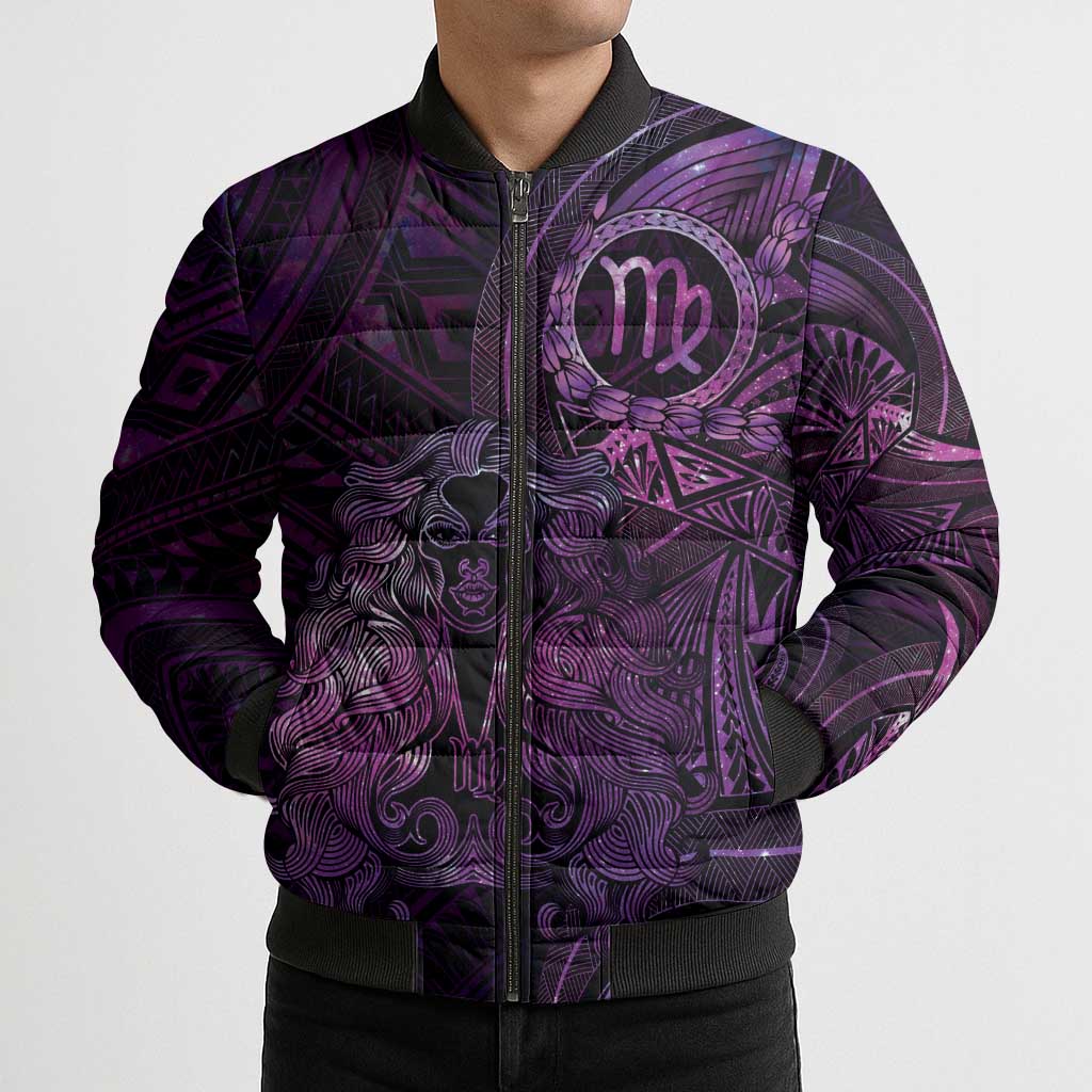 Personalised Polynesia Zodiac Virgo Bomber Puffer Jacket Galaxy Polynesian Pattern Chest Tattoo Style LT14 - Polynesian Pride